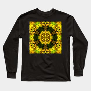 Psychedelic Kaleidoscope Yellow and Green Long Sleeve T-Shirt